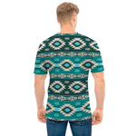 Teal Southwestern Navajo Pattern Print Men's T-Shirt