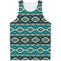 Teal Southwestern Navajo Pattern Print Men's Tank Top