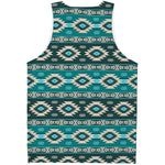 Teal Southwestern Navajo Pattern Print Men's Tank Top
