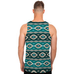 Teal Southwestern Navajo Pattern Print Men's Tank Top