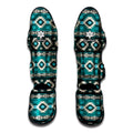 Teal Southwestern Navajo Pattern Print Muay Thai Shin Guards