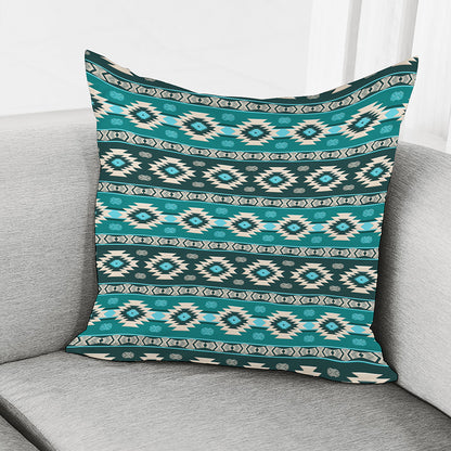 Teal Southwestern Navajo Pattern Print Pillow Cover