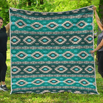 Teal Southwestern Navajo Pattern Print Quilt