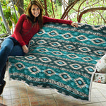 Teal Southwestern Navajo Pattern Print Quilt