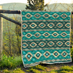 Teal Southwestern Navajo Pattern Print Quilt