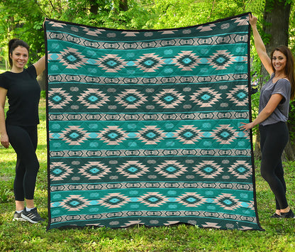 Teal Southwestern Navajo Pattern Print Quilt