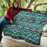 Teal Southwestern Navajo Pattern Print Quilt