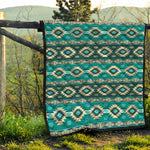 Teal Southwestern Navajo Pattern Print Quilt