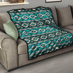 Teal Southwestern Navajo Pattern Print Quilt