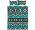 Teal Southwestern Navajo Pattern Print Quilt Bed Set