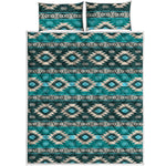 Teal Southwestern Navajo Pattern Print Quilt Bed Set