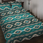 Teal Southwestern Navajo Pattern Print Quilt Bed Set