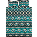 Teal Southwestern Navajo Pattern Print Quilt Bed Set