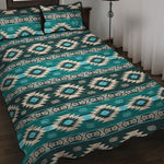 Teal Southwestern Navajo Pattern Print Quilt Bed Set