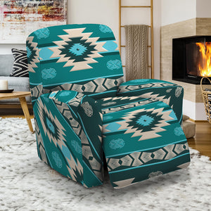 Teal Southwestern Navajo Pattern Print Recliner Slipcover