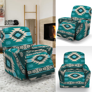 Teal Southwestern Navajo Pattern Print Recliner Slipcover