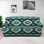 Teal Southwestern Navajo Pattern Print Sofa Cover