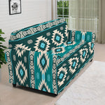 Teal Southwestern Navajo Pattern Print Sofa Cover