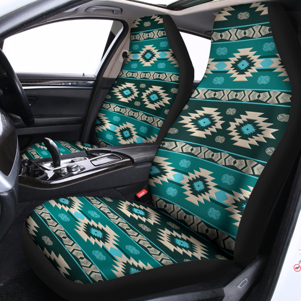 Teal Southwestern Navajo Pattern Print Universal Fit Car Seat Covers
