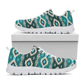 Teal Southwestern Navajo Pattern Print White Running Shoes