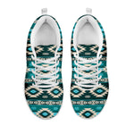 Teal Southwestern Navajo Pattern Print White Sneakers