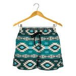 Teal Southwestern Navajo Pattern Print Women's Shorts