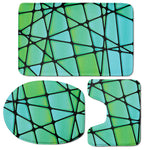 Teal Stained Glass Mosaic Print 3 Piece Bath Mat Set