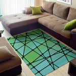 Teal Stained Glass Mosaic Print Area Rug