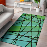 Teal Stained Glass Mosaic Print Area Rug