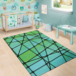 Teal Stained Glass Mosaic Print Area Rug