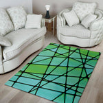 Teal Stained Glass Mosaic Print Area Rug
