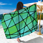 Teal Stained Glass Mosaic Print Beach Sarong Wrap