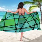 Teal Stained Glass Mosaic Print Beach Sarong Wrap