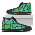 Teal Stained Glass Mosaic Print Black High Top Sneakers