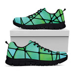 Teal Stained Glass Mosaic Print Black Sneakers