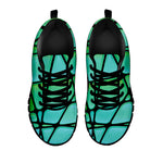 Teal Stained Glass Mosaic Print Black Sneakers
