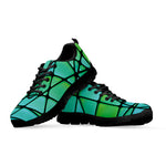 Teal Stained Glass Mosaic Print Black Sneakers