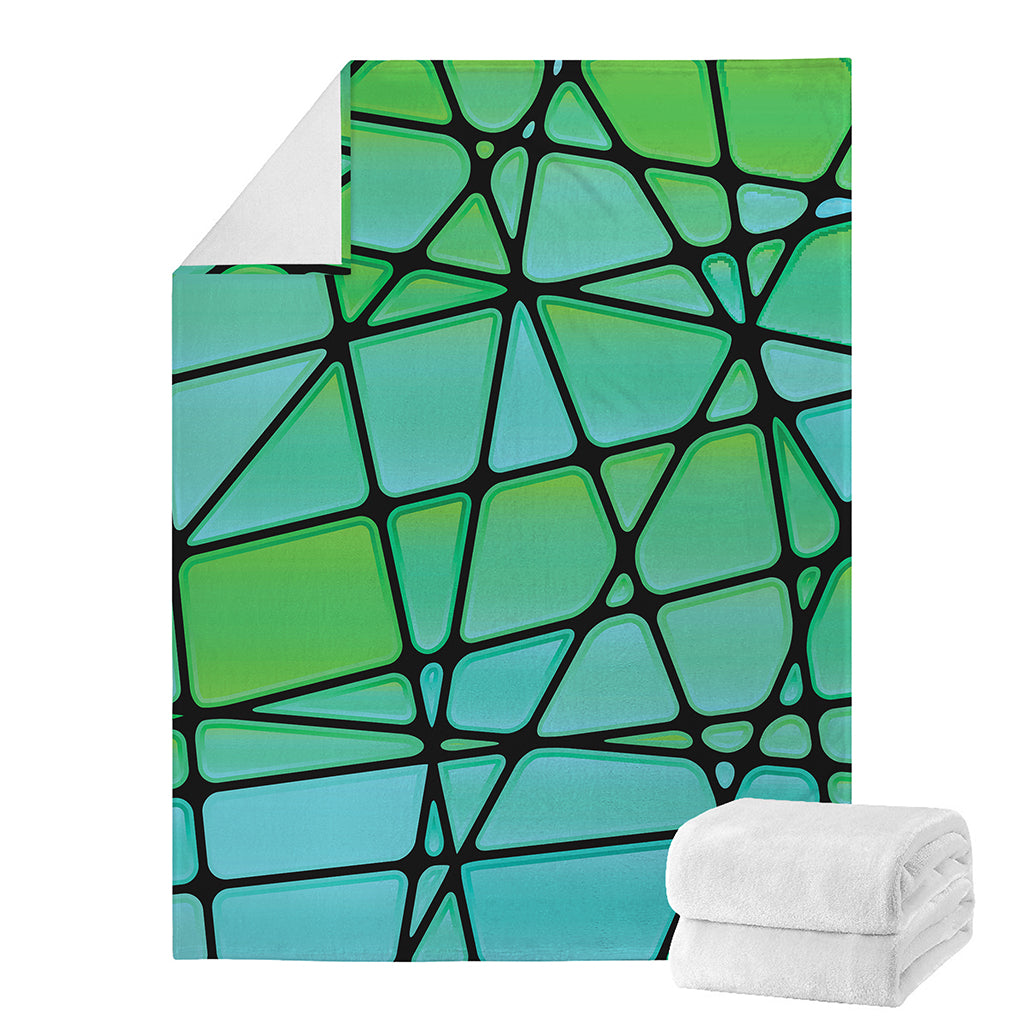 Teal Stained Glass Mosaic Print Blanket