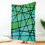 Teal Stained Glass Mosaic Print Blanket