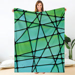 Teal Stained Glass Mosaic Print Blanket