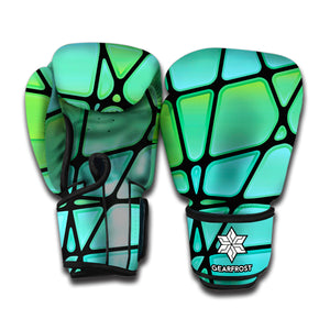 Teal Stained Glass Mosaic Print Boxing Gloves
