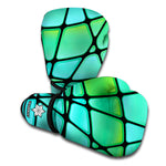 Teal Stained Glass Mosaic Print Boxing Gloves