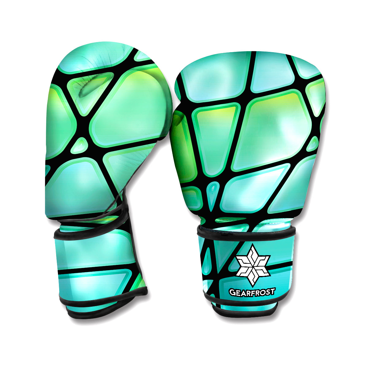 Stained Glass Mosaic Pattern Print Boxing Gloves