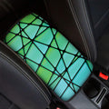 Teal Stained Glass Mosaic Print Car Center Console Cover