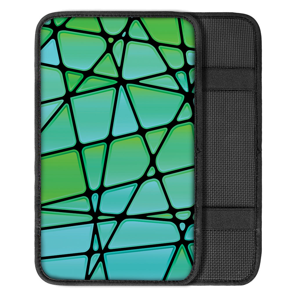Teal Stained Glass Mosaic Print Car Center Console Cover