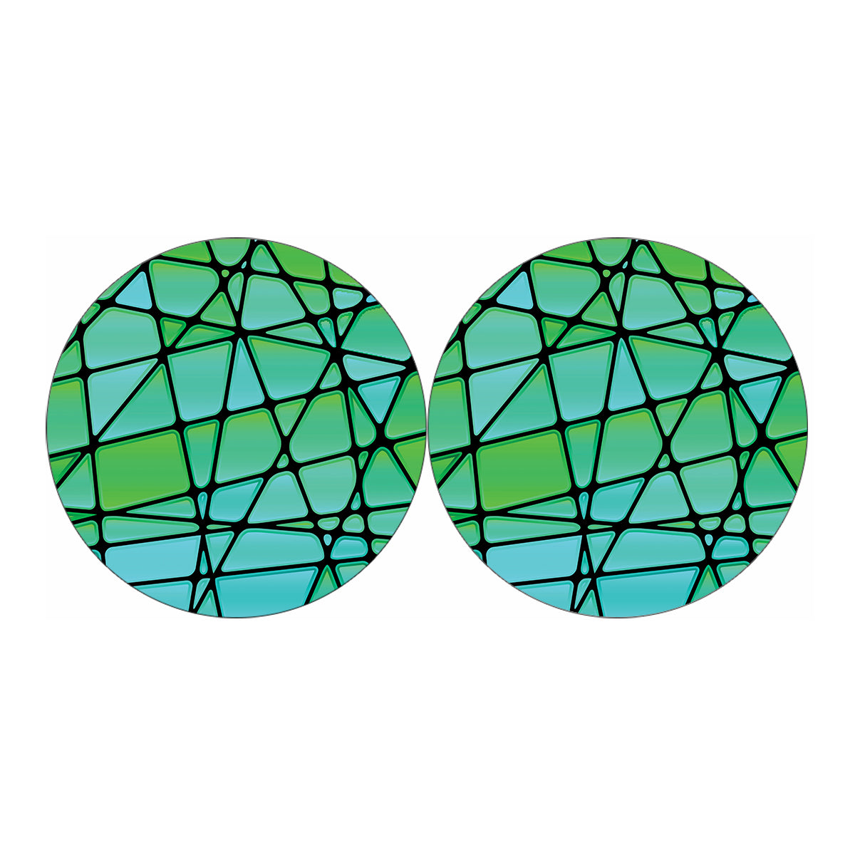 Teal Stained Glass Mosaic Print Car Coasters