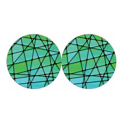 Teal Stained Glass Mosaic Print Car Coasters