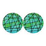 Teal Stained Glass Mosaic Print Car Coasters