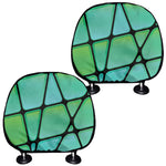 Teal Stained Glass Mosaic Print Car Headrest Covers