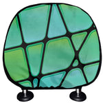 Teal Stained Glass Mosaic Print Car Headrest Covers